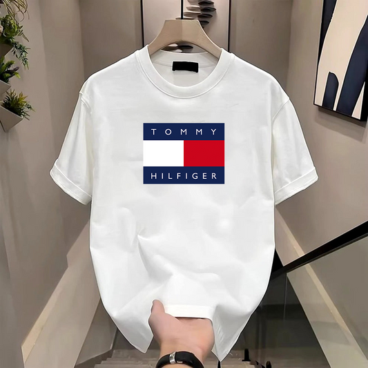 TOMMY HILFIGER IMPORTED T-SHIRT [WHITE + BLACK]